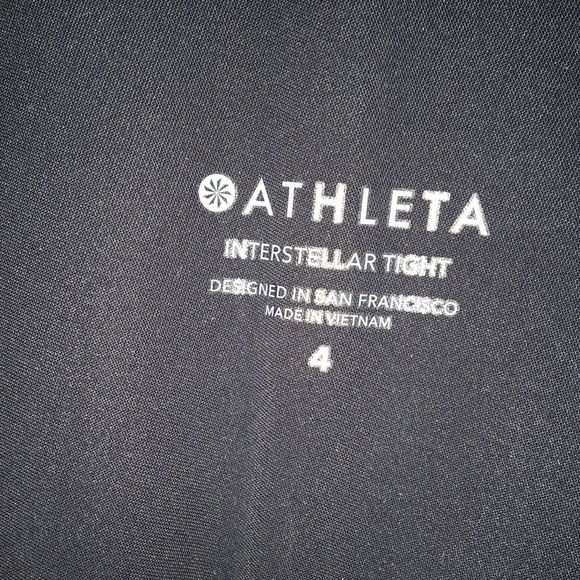 Athleta Interstellar Tight Colorblock Black w white Stripe - Picture 2 of 7